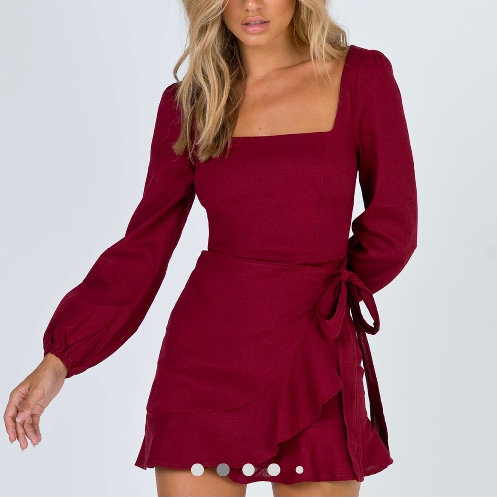 Princess Polly The Villa Mini Dress Burgundy Size 0